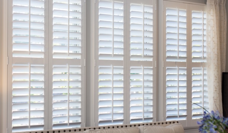Faux wood plantation shutters in New York City